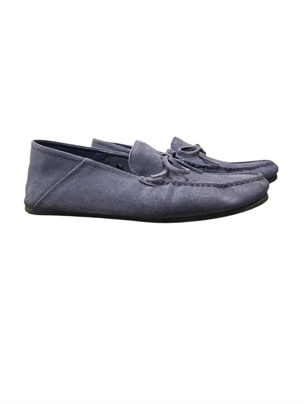 ZARA MEN'S DRIVING MOCCASINS. W/ FRONT TIE BOW DETAIL. SIZE EU 43 = US. 10. BLUE